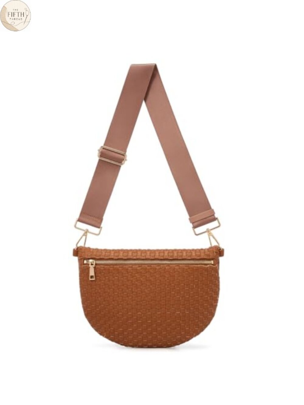Woven PU Crossbody Bag Checkered Waist Pack Travel Sling